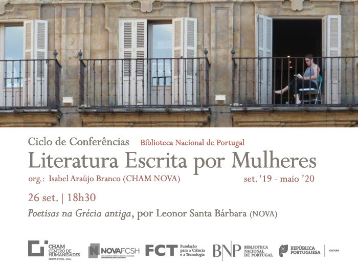 Ciclo de Conferências | Literatura Escrita por Mulheres - Poetisas na Grécia antiga | 26 set. | 18h30 | BNP