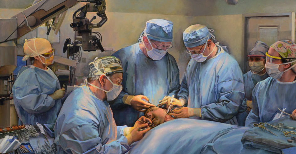 “A primeira mastectomia”, “Mulher sofrendo de cancro da mama”, “Transplante facial”, “Cirurgia plástica pelo cirurgião Archibald Mcindoe”