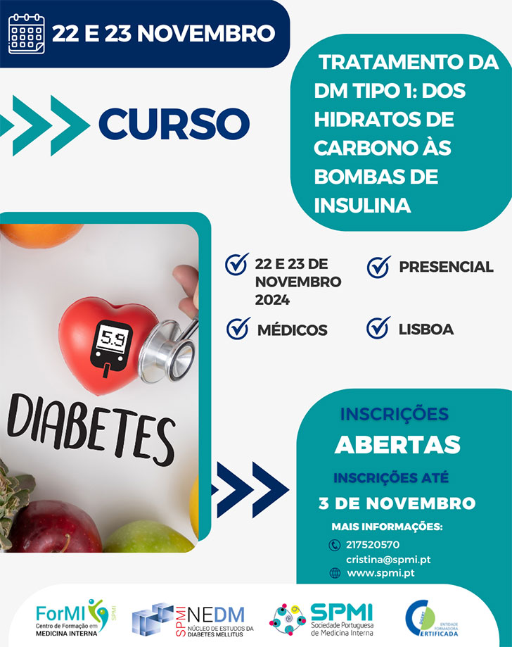 Curso Tratamento da DM Tipo 1: Dos Hidratos de carbono às bombas de insulina - Inscrições Abertas